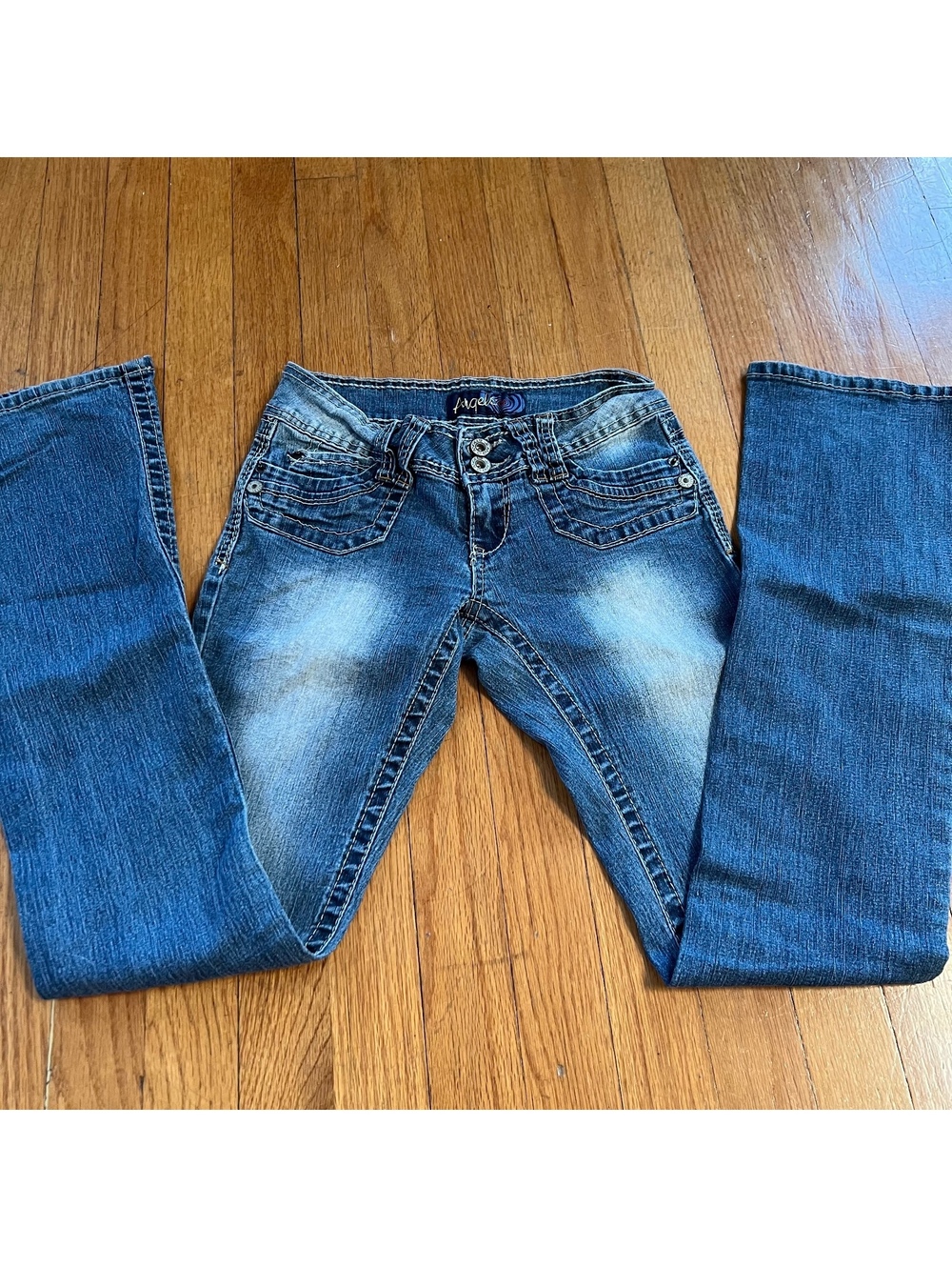 Vintage Y2K angels Low Rise Flare Jeans with button details